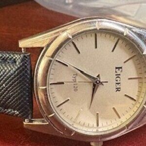 Unisex 35mm silver Tone Eiger Watch with Balck Band